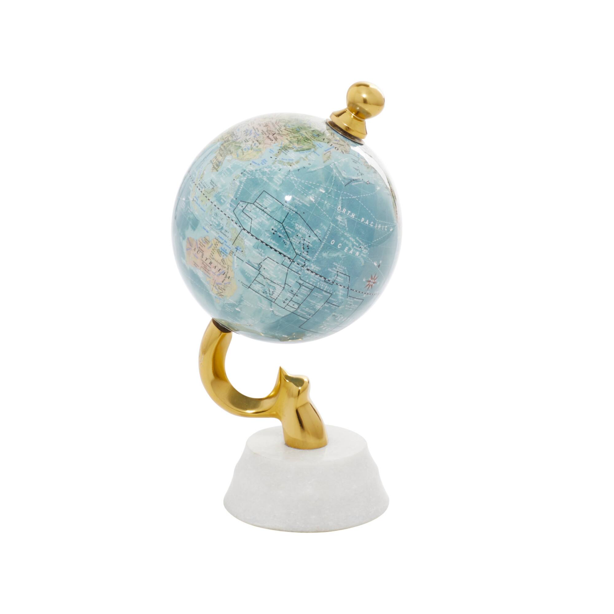 10" Blue Stoneware Coastal Globe